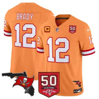 Men's Tampa Bay Buccaneers Throwback 50th Season Patch Vapor Limited Jersey All Stitched Tom Brady #12