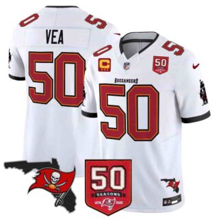 Men's Tampa Bay Buccaneers Throwback 50th Season Patch Vapor Limited Jersey All Stitched Vita Vea 50