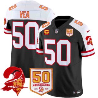 Men's Tampa Bay Buccaneers Throwback 50th Season Patch Vapor Limited Jersey All Stitched Vita Vea 50