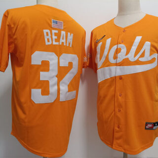 Tennessee Volunteers #32 Drew BeamNike Orange With Name Baseball Jersey