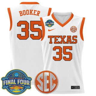 Men's Texas Longhorns #35 Madison Booker White 2025 Sec Final Four Patch Stitched Basketball Jersey