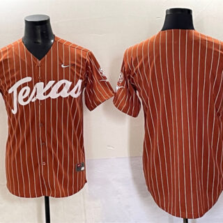 Men's Texas Longhorns Blank Orange Pinstripe 2025 World Series & SEC Patch Stitched Jersey