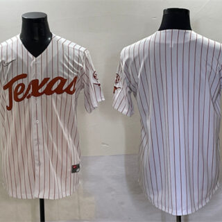 Men's Texas Longhorns Blank White Pinstripe 2025 Softball National Champions & SEC Patch Stitched Jersey