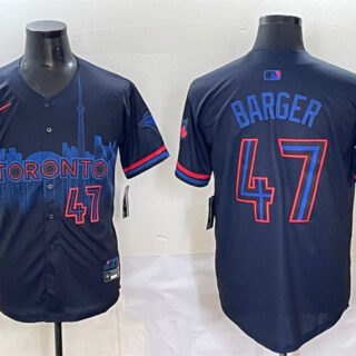 Men's Toronto Blue Jays #47 Addison Barger Navy 2024 City Connect Limited Stitched Baseball Jersey