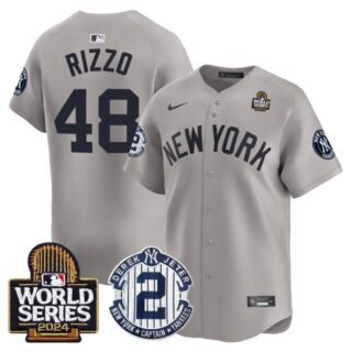 Men's Yankees Derek Jeter Patch 2024 World Series Vapor Premier Limited Jersey All Stitched Anthony Rizzo #48