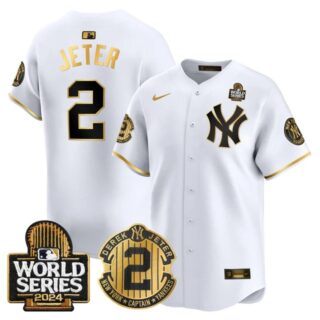 Men's Yankees Derek Jeter Patch 2024 World Series Vapor Premier Limited Jersey All Stitched Derek Jeter2