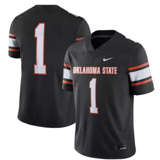 Men's #1 Black Oklahoma State Cowboys Game Jersey