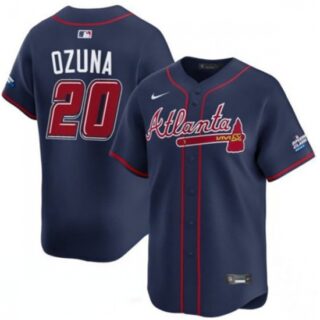 Men's Atlanta Braves #20 Marcell Ozuna Navy 2025 Speedway Classic Alternate Limited Stitched Baseball Jersey