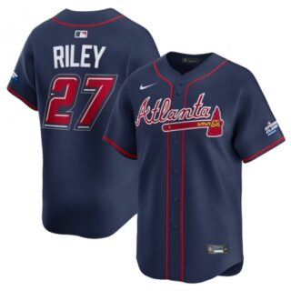 Men's Atlanta Braves #27 Austin Riley Navy 2025 Speedway Classic Alternate Limited Stitched Baseball Jerse