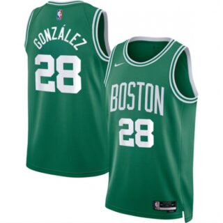 Men's Boston Celtics #28 Hugo Gonzalez Kelly Green 2024 Draft Icon Edition Stitched Basketball Jersey