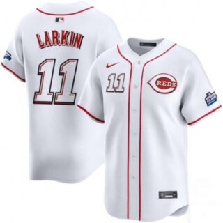 Men's Cincinnati Reds #11 Barry Larkin White 2025 Speedway Classic Home Limited Stitched Baseball Jersey