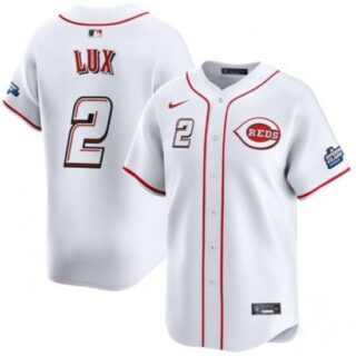 Men's Cincinnati Reds #2 Gavin Lux White 2025 Speedway Classic Home Limited Stitched Baseball Jersey