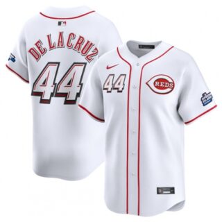 Men's Cincinnati Reds #44 Elly De La Cruz White 2025 Speedway Classic Home Limited Stitched Baseball Jersey