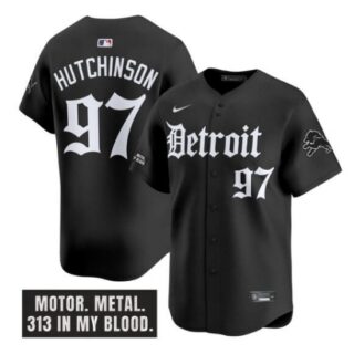 Men's Detroit Lions #97 Aidan Hutchinson Black 'Motor Gothic Edition' Vapor Premier Limited Stitched Jersey