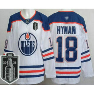 Men's Edmonton Oilers #18 Zach Hyman White 2025 Stanley Cup Final Authentic Jersey