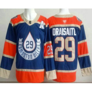 Men's Edmonton Oilers #29 Leon Draisaitl Blue Heritage Classic Authentic Jersey