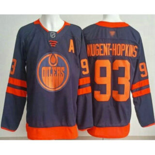 Men's Edmonton Oilers #93 Ryan Nugent Hopkins Navy Authentic Jersey