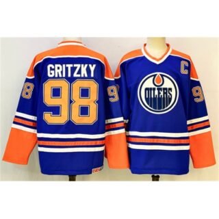 Men's Edmonton Oilers #98 Wayne Gretzky Royal 2025 With C Stitched Hockey Jersey