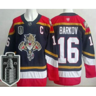 Men's Florida Panthers #16 Aleksander Barkov Navy 2025 Stanley Cup Final Authentic Jersey