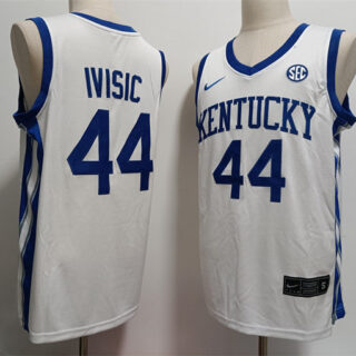 Men's Kentucky Wildcats #44 Zvonimir Ivisic White Home 2023-24 College Basketball Game Jersey