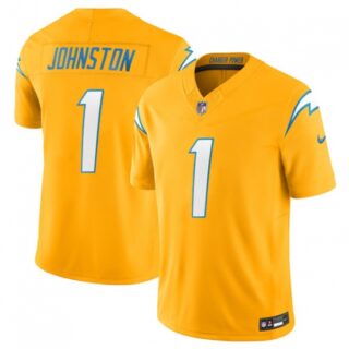 Men's Los Angeles Chargers #1 Quentin Johnston Gold 2025 F.U.S.E. Alternate Vapor Limited Football Stitched Jersey