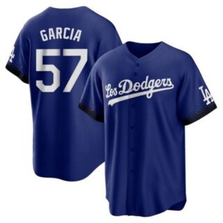 Men's Los Angeles Dodgers #57 Luis Garcia Royal City Connect Cool Base With Stitched Baseball Jersey