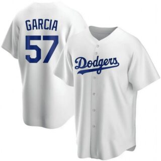 Men's Los Angeles Dodgers #57 Luis Garcia White Cool Base Stitched Baseball Jersey1