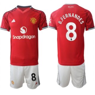 Men's Manchester United #8 Bruno Fernandes 2025-26 Red Home Soccer Jersey Suit