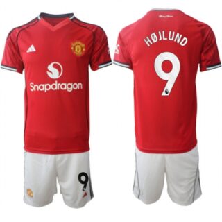 Men's Manchester United #9 Rasmus Hojlund 2025-26 Red Home Soccer Jersey Suit