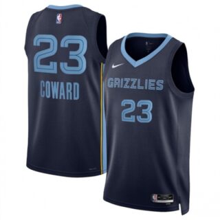 Men's Memphis Grizzlies #23 Cedric Coward Navy 2025 Draft Icon Edition Stitched Jersey