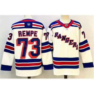Men's New York Rangers #73 Matt Rempe White 2024-25 Away Stitched Hockey Jersey
