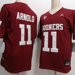 Mens Oklahoma Sooners #11 Jackson Arnold Crimson 2024 SEC Football Game Jersey