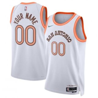 Men's San Antonio Spurs Active Player Custom White 2023-24 City Edition Stitched Basketball Jersey
