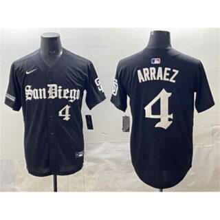 Men's San Diego Padres #4 Luis Arraez Black Gothic Edition Vapor Limited Stitched Baseball Jersey