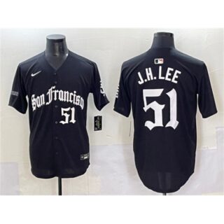 Men's San Francisco Giants #51 Jung Hoo Lee Black 'Gothic Fog Edition' Vapor Premier Limited Stitched Baseball Jersey