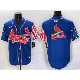 Men's St. Louis Cardinals Team Big Logo Royal Independence Day Vapor Premier Limited Stitched Baseball Jersey