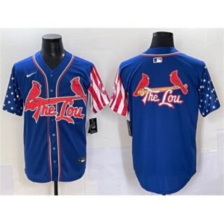 Men's St. Louis Cardinals Team Big Logo Royal Independence Day Vapor Premier Limited Stitched Baseball Jerseys