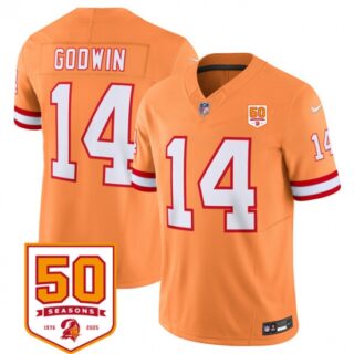 Men's Tampa Bay Buccaneers #14 Chris Godwin Orange 2025 F.U.S.E. 50th Anniversary Vapor Untouchable Limited Football Stitched Jersey