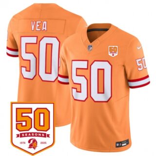 Men's Tampa Bay Buccaneers #50 Vita Vea Orange 2025 F.U.S.E. 50th Anniversary Vapor Untouchable Limited Football Stitched Jersey
