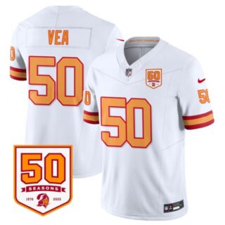 Men's Tampa Bay Buccaneers #50 Vita Vea White 2025 F.U.S.E. 50th Anniversary Vapor Limited Football Stitched Jersey