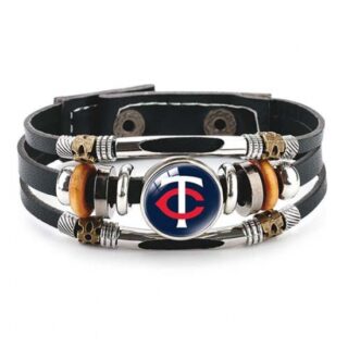 Minnesota Twins MLB Pro football team jewel cowhide bracelet leather hand jewelry