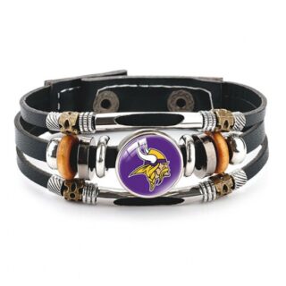 Minnesota Vikings- NFL Pro football team jewel cowhide bracelet leather hand jewelry