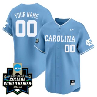 North Carolina Tar Heels 2024 College World Series Patch Vapor Premier Limited Custom Jersey All Stitched Carolina Blue