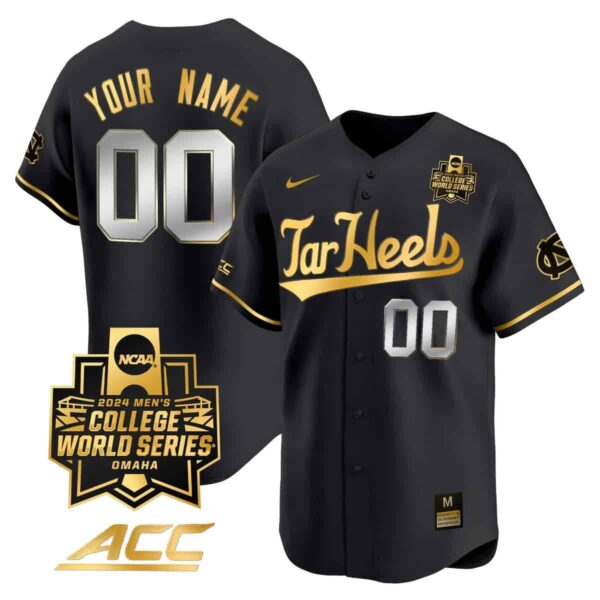 North Carolina Tar Heels 2024 College World Series Vapor Premier Limited Custom Jersey All Stitched White Gold