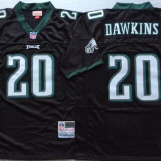 Philadelphia Eagles Black M&N #20 Brian Dawkins Throwback Jersey