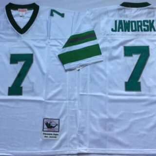 Philadelphia Eagles White #7 Ron Jaworski Throwback Jersey