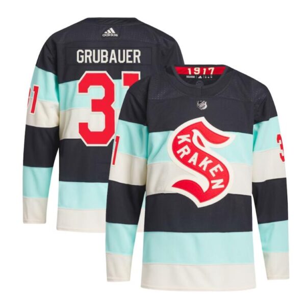 Philipp Grubauer Seattle Kraken 2024 NHL Winter Classic Primegreen Authentic Player Jersey Deep Sea Blue