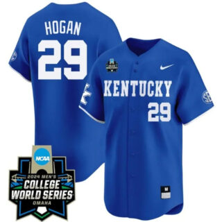 Robert Hogan Jersey #29 Kentucky Wildcats 2024 College World Series Vapor Premier Limited NCAA Baseball Stitched Blue