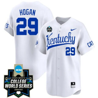 Robert Hogan Jersey #29 Kentucky Wildcats 2024 College World Series Vapor Premier Limited NCAA Baseball Stitched White