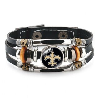 Saints- NFL Pro football team jewel cowhide bracelet leather hand jewelry